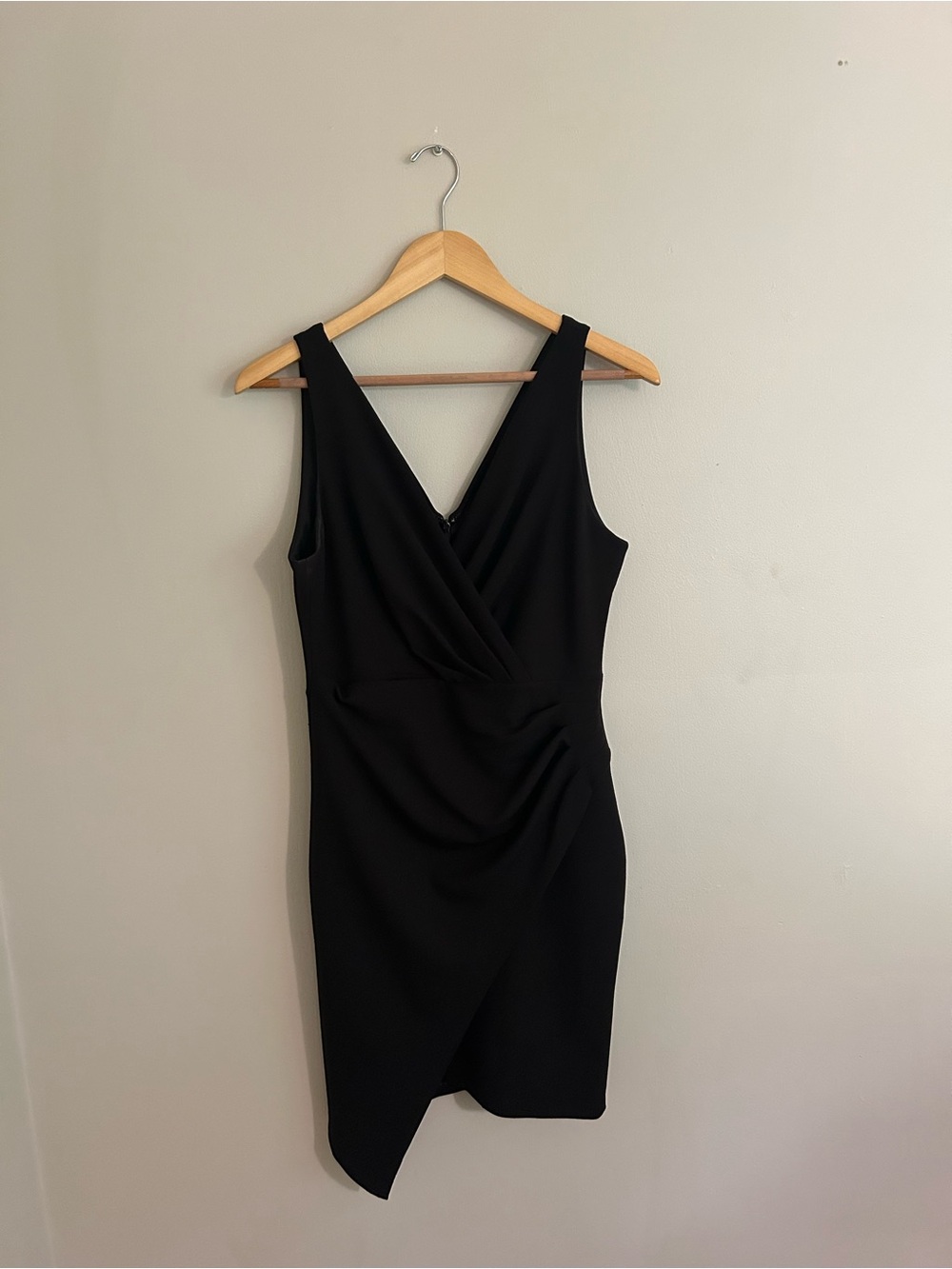 Guess Black One-Shoulder Faux-Wrap Cocktail Dress